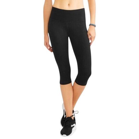 CORE IO Women Crop Leggings black SZ XS Mesh Details-back Pocket- Activewear - Picture 2 of 12